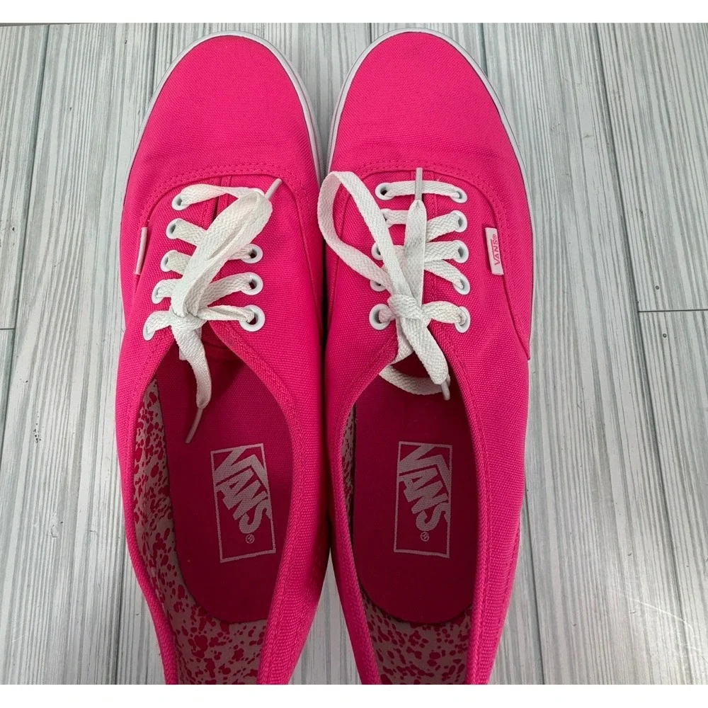Vans Authentic Neon Pink Canvas Low Top Skate Shoes Mens Size 10